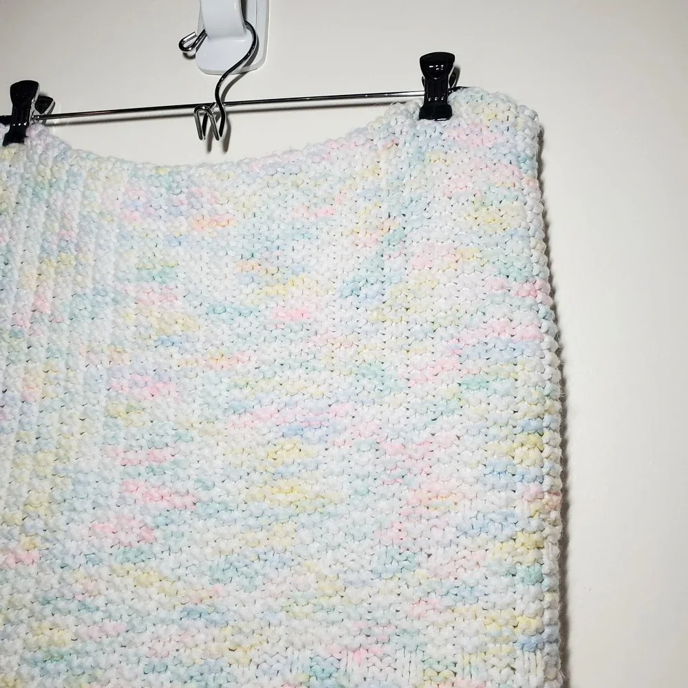 Handmade Crochet baby blanket‎ - pastel blue green yellow pink 34